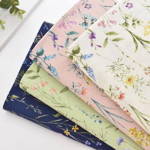 Japan vintage Cotton and hemp Colorful flowers branch fabric Retro style fabric for DIY Bag skirt 1 order=50cm*110cm