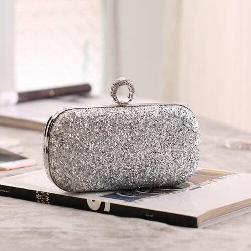 Womens Wedding Clutch Evening Bag Small Finger Ring Handbag Luxury Wedding Bridal Purse Chain Party Shoulder Bag