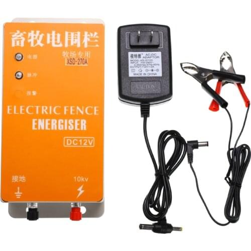 10KM Solar Electric Fence Energizer Charger High Voltage Pulse Controller Animal Electric Fence Breeding Fence Pastor XSD-270B