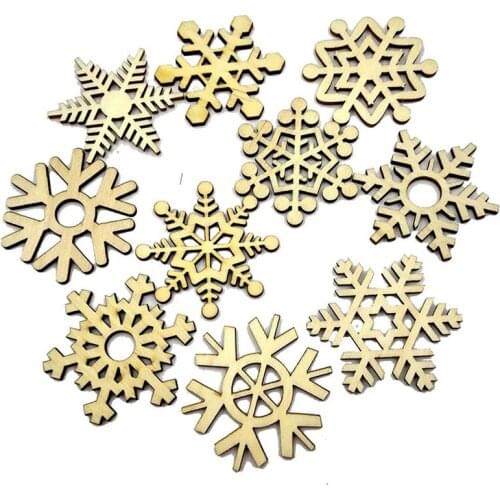 10Pcs Wooden Snowflake Christmas Hanging Gift Tree Hanging Ornament New-Year Tree Decorations Home Christmas Ornaments