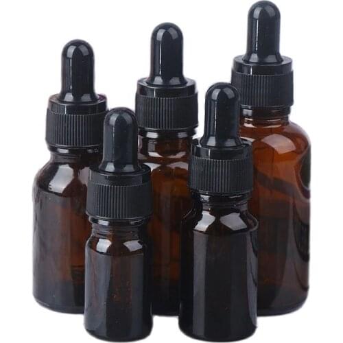 10pcs/lot 5ml 10ml 15ml 20ml 30ml 50ml 100ml Amber Glass Bottle With Dropper Matt Black Glass Dropper Bottle