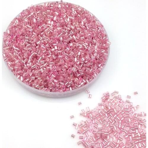 16g 1000pcs 2*3mm Pink Silver Lined Tube Loose Spacer Beads Cezch Glass Seed Beads Handmade Jewelry Making DIY Garment Bead