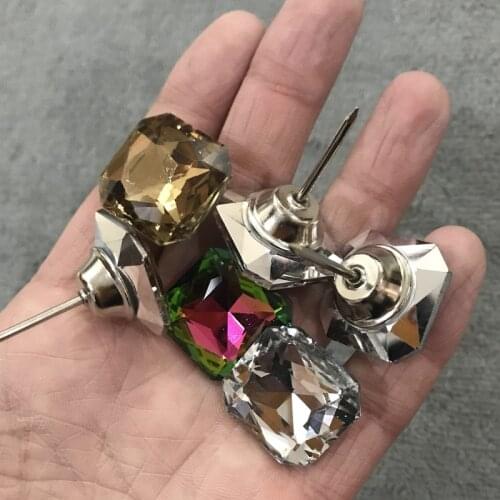 20pcs/lot Rhinestone Crystal Glass nail Buttons square 23mm Upholstery Nail Stud Sofa Bed Headboard Decor Furniture fittings