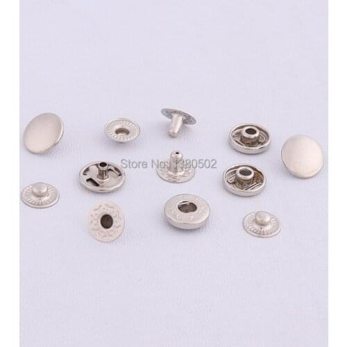30sets 12/15mm silver color Metal snap Buttons 4part press buttons for bag garment accessories