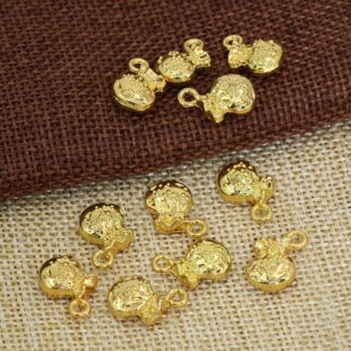 5pcs 10*11mm gold-color money bag shape accessories spacers little pendant beads high quality diy findings B2557