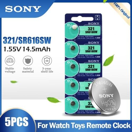 5PCS Original Sony 321 SR616SW SR616 14.5mAh 1.55V Silver Oxide Battery For Watch Calculator Toys Button Cell Coin MADE IN JAPAN