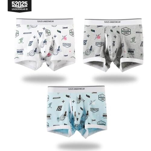52025 Men Underwear Boxers 3-Pack Cotton Modal Original Print Soft Breathable Comfortable Male Panties Men Boxershorts Sexy