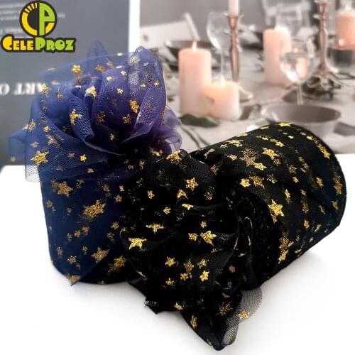 6cm 25yards Glitter Star Tulle Fabric Roll Sparky Sequin Mesh For Handmade Ornaments Scrapbook Baking Wraping Decoration Supply