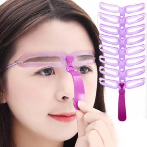 8PCS Eyebrow Shaper Makeup Template Eyebrow Grooming Shaping Stencil Kit DIY Eyebrow Template Reusable 8 in1 Eyebrow Shaping