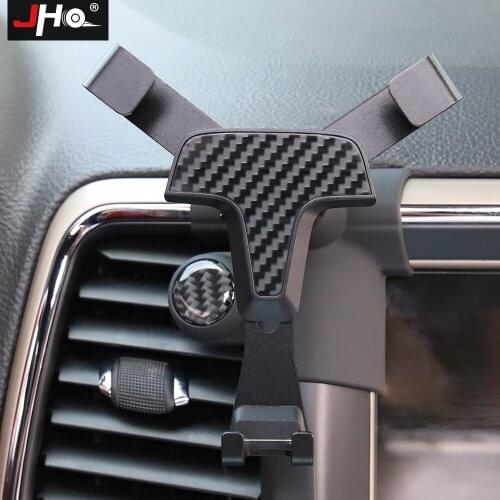 JHO Custom Fit Carbon Grain Gravity Car Air Vent Mobile Phone Holder Mount For Jeep Grand Cherokee 2014-2018 2015 2016 2017