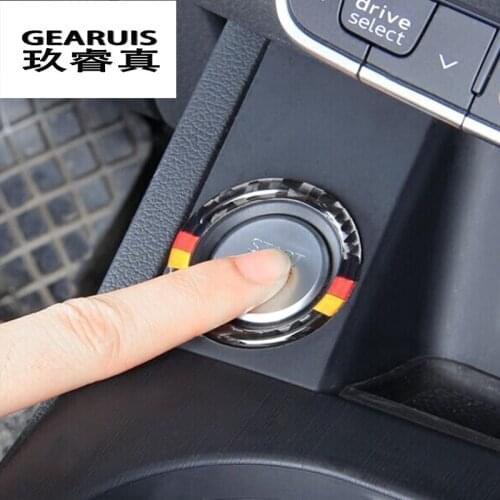 Car Styling Key Start Button Decorative Frame Cover Trim Carbon Fiber sticker For Audi A4 B9 A6 C7 Q7 A7 A8 Interior Accessories