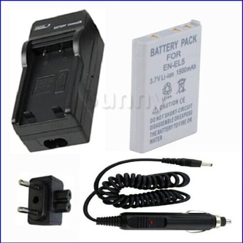 EN-EL5 Battery + Charger for Nikon Coolpix 4200,5200,5900,P80,P90,P100,P500,P510,P520,P530,P5000,P5100,P6000,S10 Digital Camera
