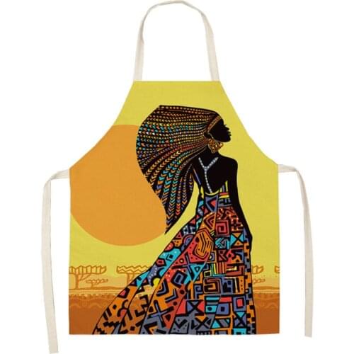 Indigenous People Pattern Kitchen Aprons for Women Men Dinner Party Cooking Cotton Linen Bibs Cleaning Tools 66x47cm