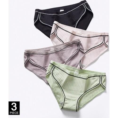Panties for Woman Cotton Sexy Fashion knickers Soft Briefs Underwear Solid Color Girls Ladies Underpants 3 Pcs/set Dropshipping