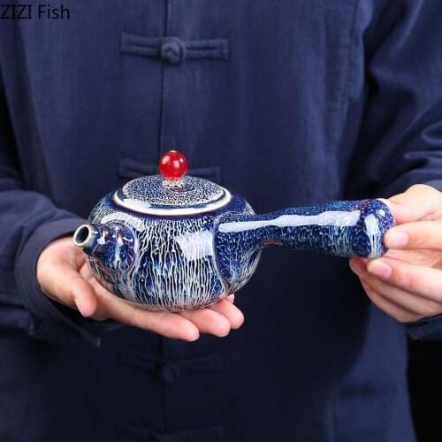 Chinese Style Ceramics Kung Fu Teapot Green Tea Tieguanyin Teapot Tea Maker Retro Household Kiln Change Ceramic Tea Set Teapot
