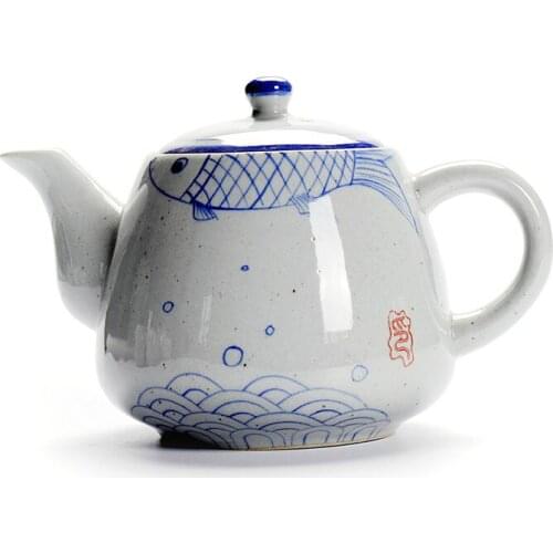 Ceramic Handle Teapot Chinese Hand Painted Blue and White Porcelain Teapot Household Pot water jug tea pitcher