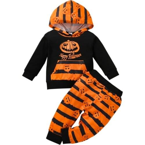 Baby Halloween Costume Suit Autumn Spring 2021 New Casual Hooded Pullover Sweatshirts+Long Pants Kids Clothing Boys Girls Sets
