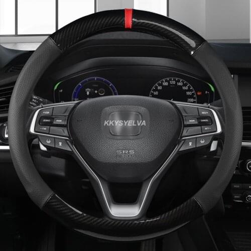 38CM Carbon Fiber Leather Car Steering Wheel Covers for Honda Accord City Civic Fit Brio CRV HRV Mobilio Odyssey Accessories