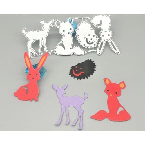 4 animal rabbit, fox, deer, hedgehog Metal cutting knife mold Scrapbook stamps Paper card photo album decoration