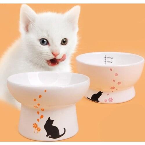 Lovely Pet Feeder Bowl Stand ceramic Bowls Cartoon Shape High-Foot Single Mouth Skidproof Ceramic Dog Cat Food Bowl Drinking