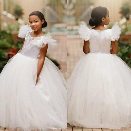 Sweet Flower Girl Dresses for Weddings Jewel Appliques Ball Gown Beads Child Birthday Party Gowns First Communion Girls Dress