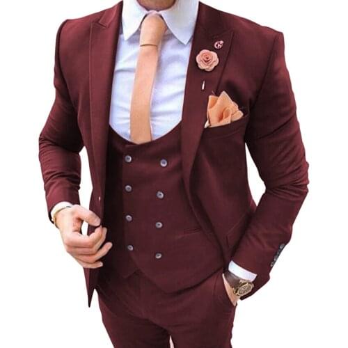 VEIAI Turquoise Mens Suits for Wedding Slim Fit 3 Pieces Suit Groom Tuxedos Blazer Tux Vest Trousers Prom Suits 2021 New