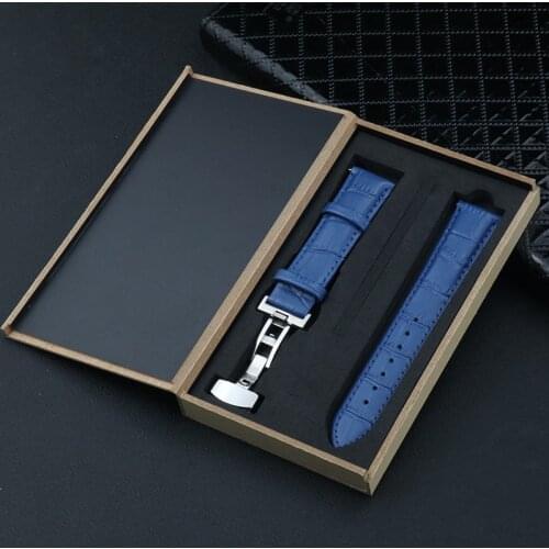 Quick release Genuine Leather Watch starp Bamboo pattern for Men 20 22 mm with box wristband with butterfly Double pull buckle