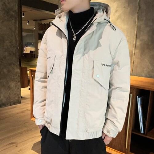 2021 Winter New Down Jacket Men Thick Loose Short Casual Zipper Hooded Jacket Men White Duck Down Tide Brand Men Clothing