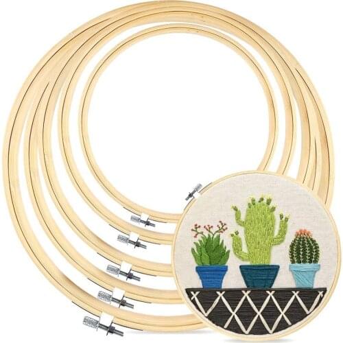 5Pcs DIY Needlecraft Cross Stitch 10-26CM Bamboo Frame Embroidery Hoop Ring Machine Round Loop Hand Household Sewing Tools