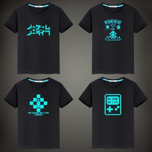 NO GAME NO LIFE Anime Fluorescent Luminous Men T-shirt Summer Cotton Children Casual Fashion T Shirt Kids Tops Tee Clothes