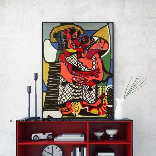 Poster Prints Retro Pablo Picasso the Kiss Classical Abstract Artwork Wall Art Picture Canvas Oil Painting Home Room Decor