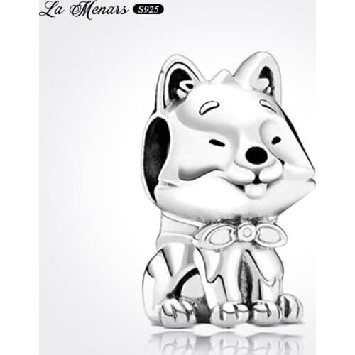 La Menars New Akita Inu Dog Bead Fit Original Pandora Charm Bracelet Genuine 925 Sterling Silver For Women Jewelry DIY Making