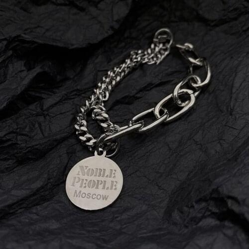 Origin Summer Minimalist Chain Coin Medallion Charm Bracelet for Women High Street Metal Letter Bracelet Jewelry Accessories