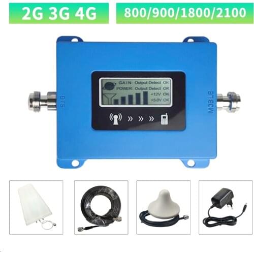 GSM Repeater 2G 3G 4G Cellular Signal Amplifier 4G Cellular Amplifier GSM 800 900 1800 2100MHz Mobile Signal Booster Repeater