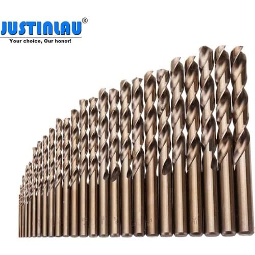 JUSTINLAU 25pcs Cobalt High Speed Steel Twist Drill Hole 1.0mm-13mm M35 Stainless Steel Set The Whole Ground Metal Reamer Tool