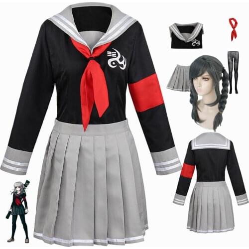 Anime Japanese School Girls Uniform Dresses Peko Pekoyama Danganronpa Cosplay Costume