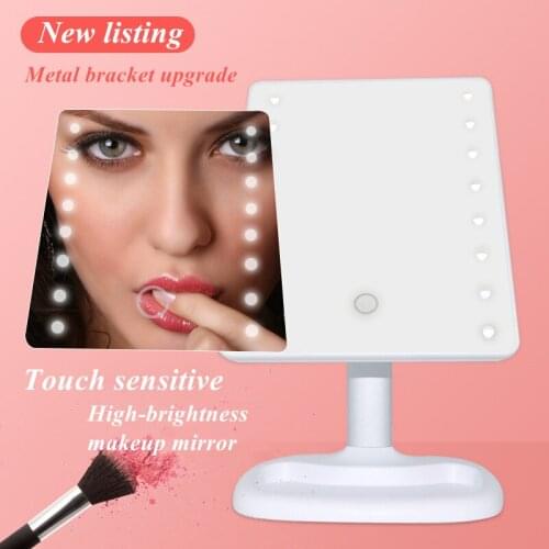 Makeup Mirror with 16 LEDs Cosmetic Mirror with Touch Dimmer Switch USB Or Battery Operated Stand for Tabletop Bathroom Travel