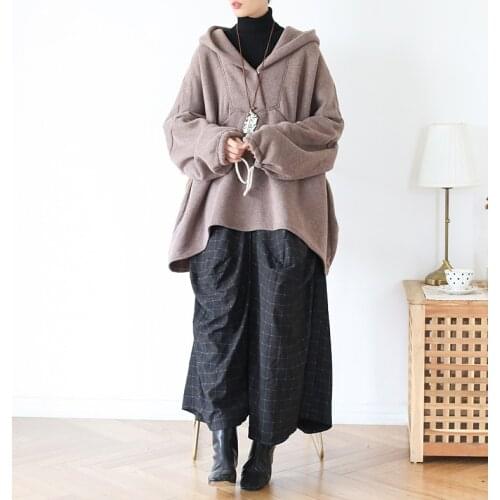 Black Cloak Bat Sleeves Women Hoodied Sweater Women Irregular Hem Pullover Cotton Camisolas Oversized Sweaters Plus Size Tops