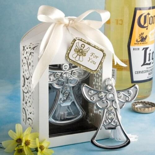 10pcs/lot Wedding Souvenir Angel Bottle Opener Party Small Gift With Box For Wedding Decorations Accessories