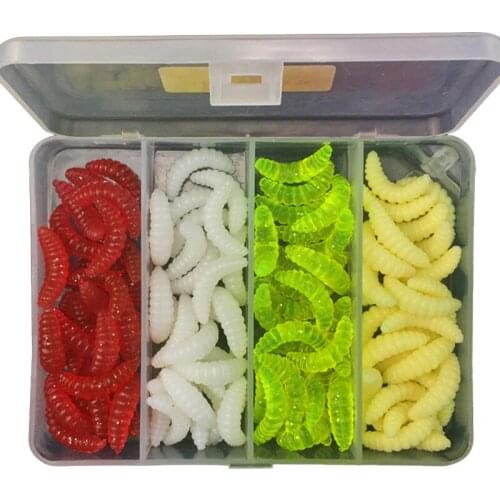 100Pcs/box Soft Bait Fishing Shad Soft Worm Salt Smell Worms Spinner Silicone Baits Crankbait Glow Shrimps Fly Fishing Lures Set