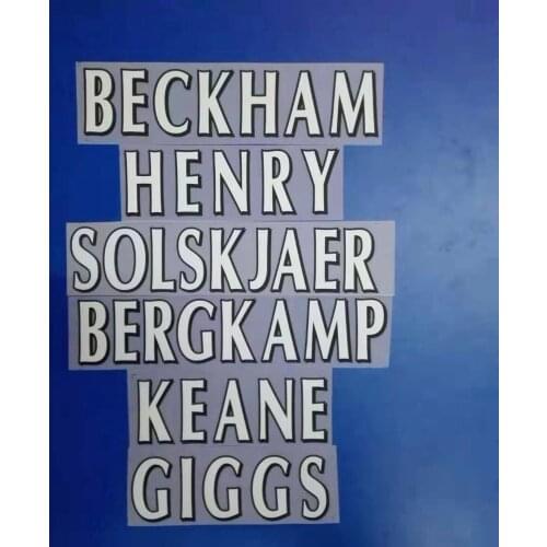 1997 - 2006 Plastic material Retro BERGKAMP GIGGS KEANE HENRY ROONEY BECKHAM Nameset Number Printing Heat Transfer Badge