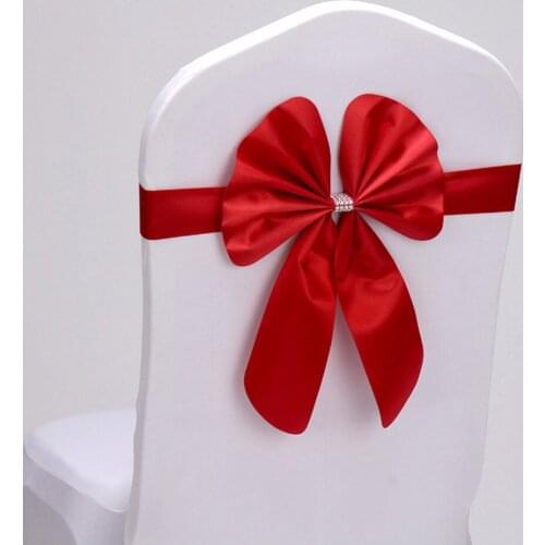 20pcs/lot Red Silver Blue 16 Colors Wedding Party Decoration PU Leather Bow Knot Chair Sash For Hotel Banquet Chair Back Decor