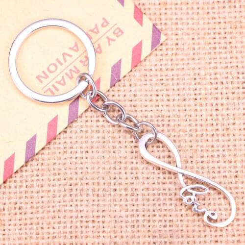 20pcs New Fashion Keychain 39x15mm infinity love connector Pendants DIY Men Jewelry Car Key Chain Ring Holder Souvenir For Gift