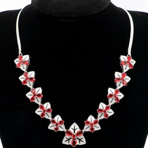 21x21mm Deluxe Big Heavy 30g Created Red Blood Ruby Bright Zircon For Womans Silver Necklace 19.5-20.5inch