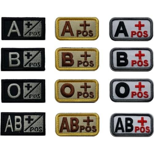3D Patches Blood Positive Embroidered Tactical Patch Tactical Military stripes A+ O+ B+ AB+ Positive badges with Hook&Loop
