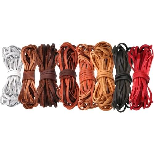 5m/lot 2 3 Mm Flat Round Genuine Leather Cord Retro Dark Brown Cow Leather Cords String Rope Bracelet Findings Diy 3G