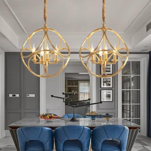 American Vintage Copper Pendant Light European Style Luxury Hanging Pendant Light E14 For Bedroom Bedside Restaurant 110v 220v