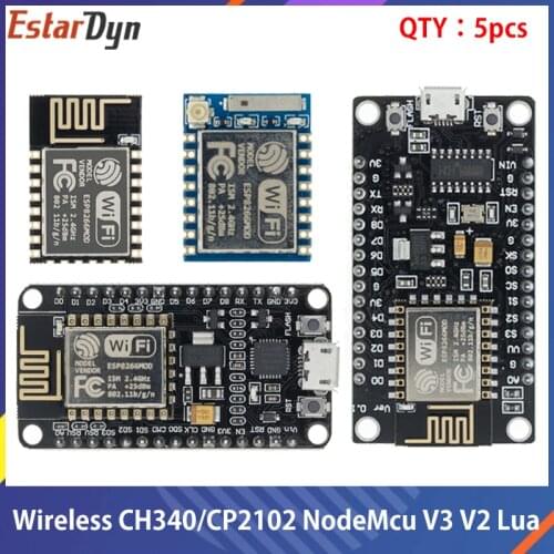 5pcs Wireless Module CH340 CP2102 NodeMcu V3 V2 Lua WIFI Internet of Things Development Board based ESP8266 ESP12E