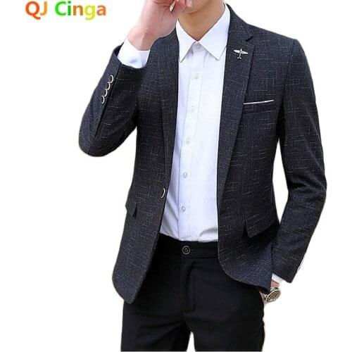Black Striped Suit Jacket for Men Long Sleeved V Neck Single Breasted Blazer for Business/Wedding Coat for Men Slim Fit Jaqueta