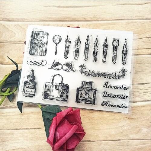 11*16cm Ink pen Transparent Clear Stamps / Silicone Seals Roller Stamp for DIY scrapbooking photo album/Card Making